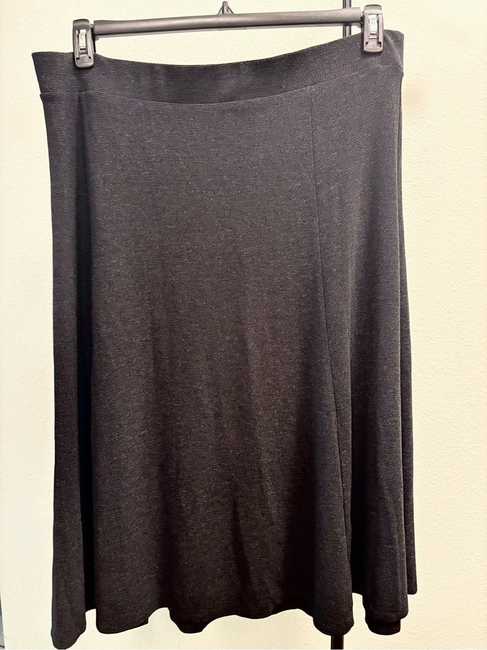 LOFT Dark Gray/Black A-Line Skirt with Subtle Stripe